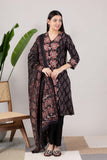KUDIORY Women’s Black & Maroon Printed Kurta with Matching Dupatta
