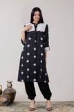 KUDIORY Women Black & White Daisy Printed Kurta with Patiala Pants