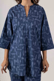 KUDIORY Women’s Navy Blue Printed Kurta with Matching Straight Pants