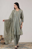 KUDIORY Women’s Green Printed Kurta with Printed Trousers & Dupatta