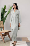 KUDIORY Women’s Sage Green Solid Kurta with Straight Pants Co-Ord Set