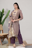 KUDIORY Women Purple Striped Kurta with Floral Printed Dupatta & Straight Pants