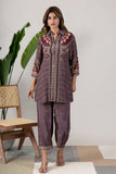 KUDIORY Women Mauve & Maroon Printed Straight Kurta with Matching Palazzos Ethnic Co-Ord Set