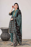 KUDIORY Women’s Brown & Teal Geometric Printed Kurta with Trousers & Dupatta