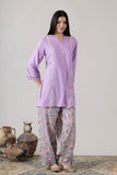 KUDIORY Women Lavender Solid Kurta with Floral Printed Salwar Set