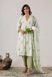 KUDIORY Women’s Off-White & Olive Green Printed Kurta with Trousers & Dupatta