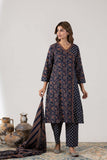 KUDIORY Women Navy Blue Floral Printed Kurta with Trousers & Dupatta