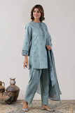 KUDIORY Women Sea Green Printed Kurta with Trousers & Dupatta
