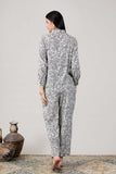 KUDIORY Women White Floral Printed Co-Ord Set with Shirt & Wide-Leg Trousers