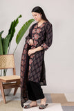 KUDIORY Women’s Black & Maroon Printed Kurta with Matching Dupatta