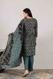 KUDIORY Women’s Brown & Teal Geometric Printed Kurta with Trousers & Dupatta