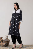 KUDIORY Women Black & White Daisy Printed Kurta with Patiala Pants