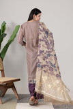 KUDIORY Women Purple Striped Kurta with Floral Printed Dupatta & Straight Pants
