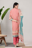 KUDIORY Women Pink Striped Printed Kurta with Trousers & Dupatta Set