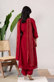 KUDIORY Women’s Maroon Embroidered Kurta with Trousers & Dupatta