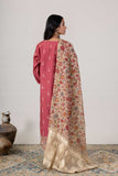 KUDIORY Women’s Maroon Floral Printed Kurta with Beige Trousers & Printed Dupatta
