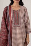 KUDIORY Women’s Beige & Maroon Printed Straight Kurta with Trousers & Dupatta