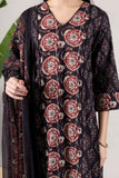 KUDIORY Women’s Black & Maroon Printed Kurta with Matching Dupatta