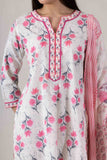 KUDIORY Women’s White & Pink Floral Printed Kurta with Printed Palazzos and Dupatta