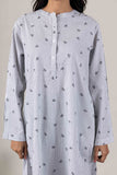 KUDIORY Women White & Blue Striped Printed Mandarin Collar Straight Kurta