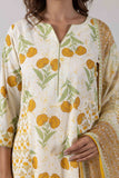 KUDIORY Women White & Mustard Yellow Floral Printed Kurta with Trousers & Dupatta