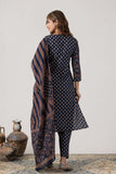KUDIORY Women Navy Blue Floral Printed Kurta with Trousers & Dupatta