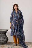 KUDIORY Women’s Navy Blue Floral Printed Kurta with Mustard Trousers & Dupatta