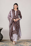 KUDIORY Women’s Brown Ikat Printed Kurta with Trousers & Dupatta