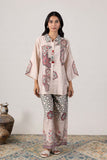 KUDIORY Women’s Beige Geometric Printed Kaftan Kurta with Palazzo Pants