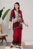 KUDIORY Women’s Red Printed Kurta with Palazzo Pants Co-Ord Set