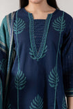 KUDIORY Women’s Navy Blue & Teal Printed Kurta with Trousers & Dupatta