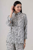 KUDIORY Women White Floral Printed Co-Ord Set with Shirt & Wide-Leg Trousers