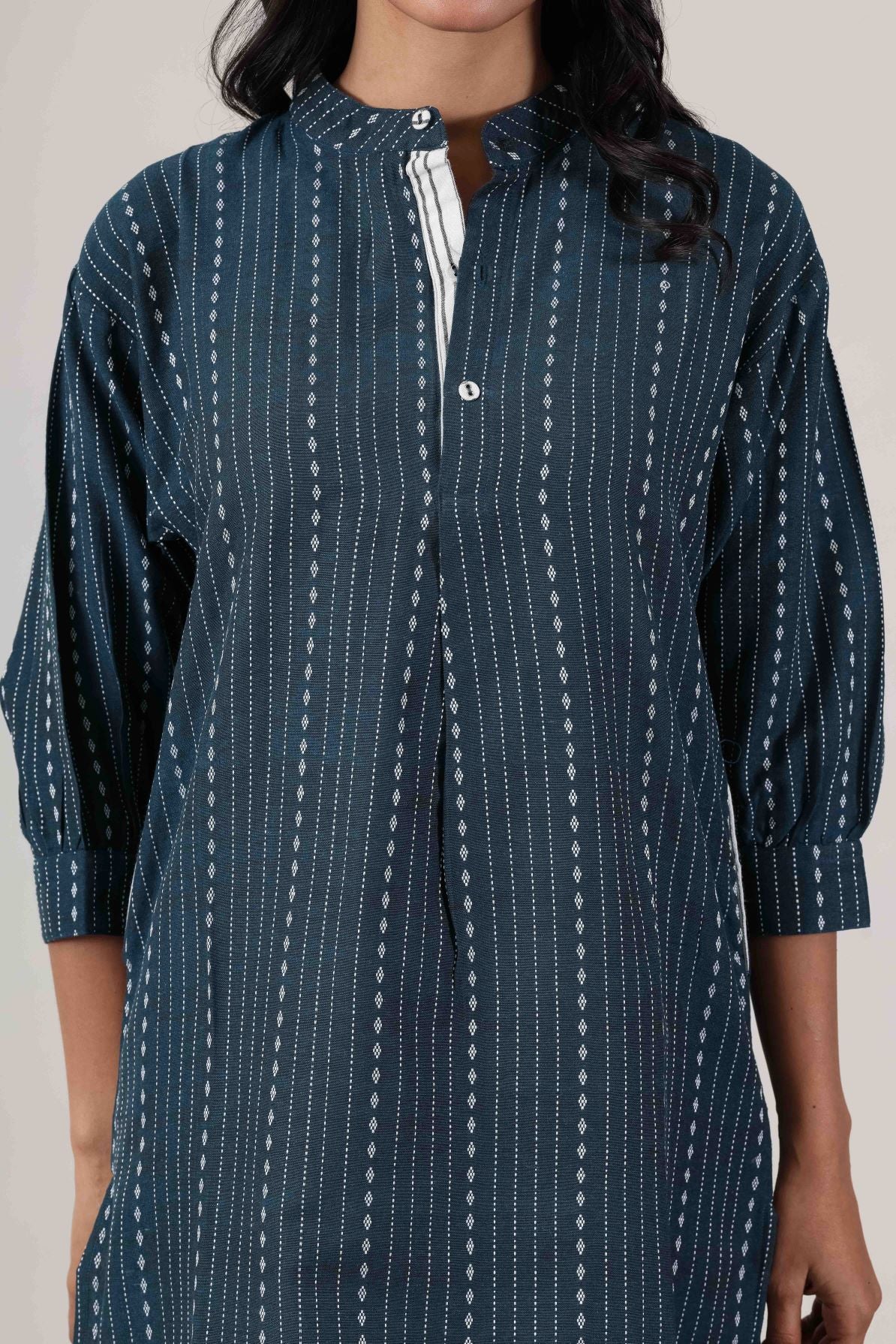 KUDIORY Women’s Blue Printed Kurta with Matching Straight Pants