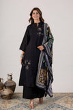 KUDIORY Women’s Black Floral Embroidered Kurta with Trousers & Printed Dupatta