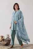 KUDIORY Women Sea Green Printed Kurta with Trousers & Dupatta
