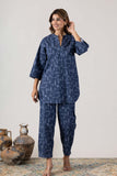 KUDIORY Women’s Navy Blue Printed Kurta with Matching Straight Pants