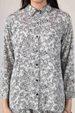KUDIORY Women White Floral Printed Co-Ord Set with Shirt & Wide-Leg Trousers