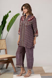 KUDIORY Women Mauve & Maroon Printed Straight Kurta with Matching Palazzos Ethnic Co-Ord Set