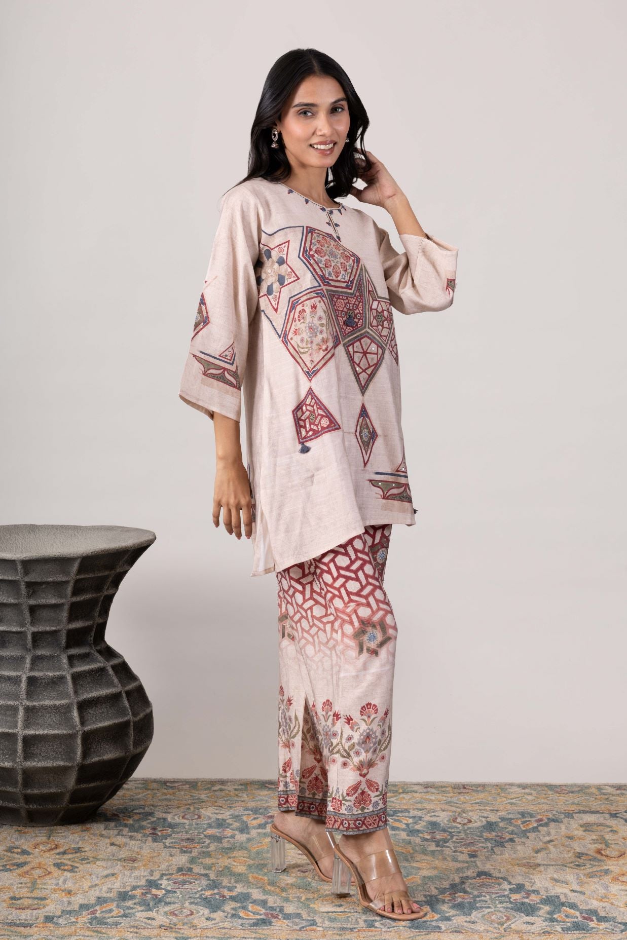 KUDIORY Women Printed Regular Pure Cotton Kurta with Palazzos