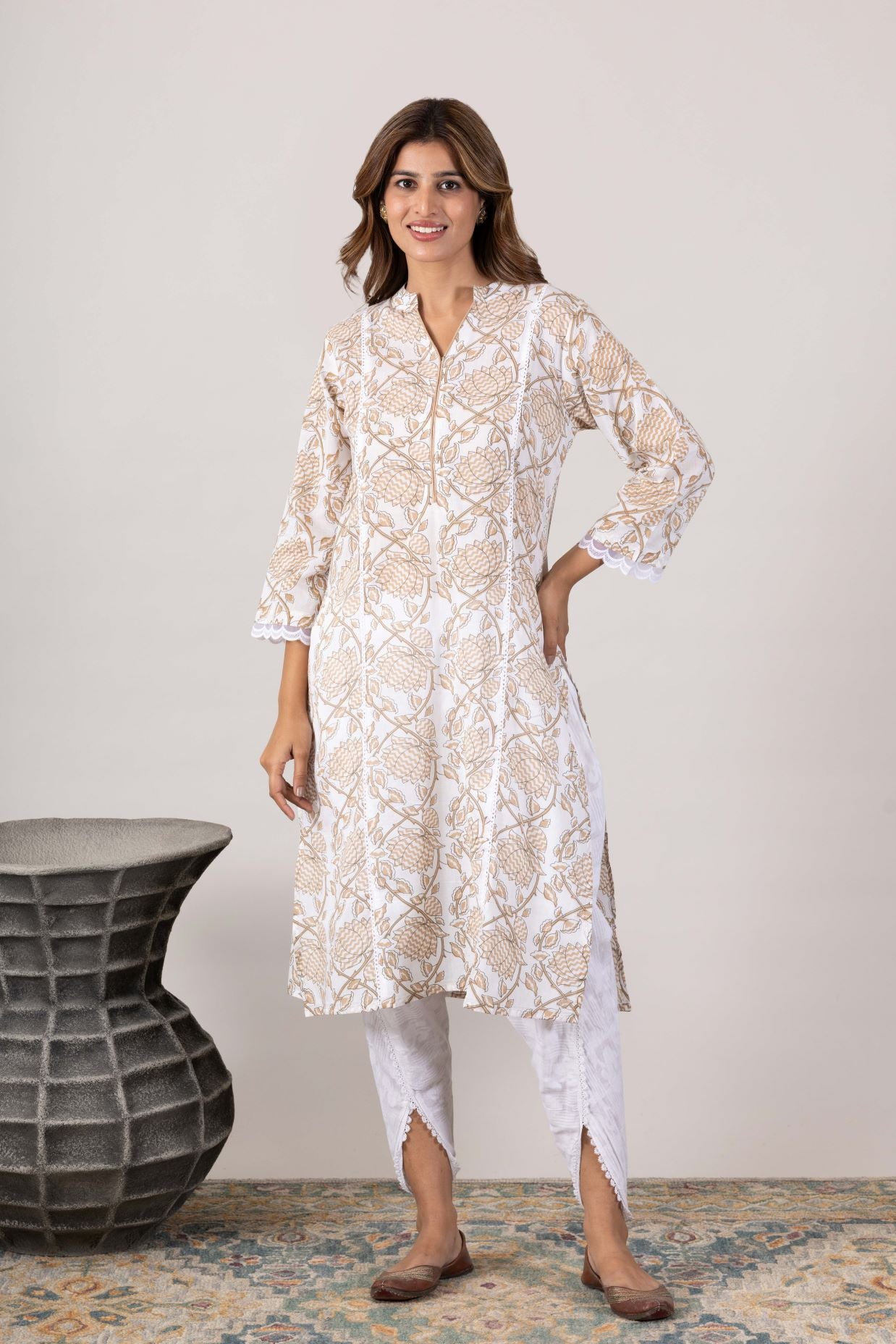 KUDIORY Floral Printed Pure Cotton Kurti