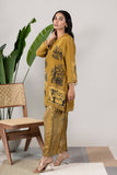 KUDIORY Women Ethnic Motifs Printed Regular Sequinned Silk Crepe Kurta with Trousers