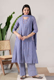 KUDIORY Women’s Grey Embroidered Kurta with Trousers & Dupatta