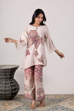 KUDIORY Women’s Beige Printed Kaftan Kurta with Palazzo Pants