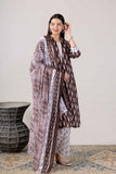 KUDIORY Women’s Brown Ikat Printed Kurta with Trousers & Dupatta