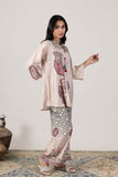 KUDIORY Women’s Beige Geometric Printed Kaftan Kurta with Palazzo Pants