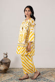 KUDIORY Women’s White & Mustard Yellow Floral Printed Kurta with Trousers