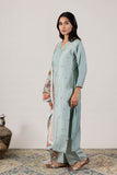 KUDIORY Women’s Sea Green Embroidered Kurta with Straight Palazzos & Printed Dupatta