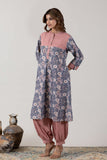 KUDIORY Women Mauve Floral Printed A-Line Kurta with Patiala Pants