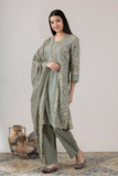 KUDIORY Women’s Green Printed Kurta with Printed Trousers & Dupatta