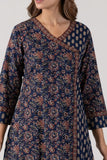 KUDIORY Women Navy Blue Floral Printed Kurta with Trousers & Dupatta